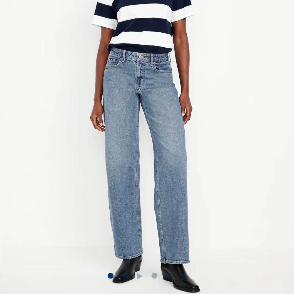 Old Navy mid rise wide leg jeans soft wash 12 petite